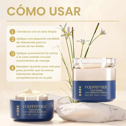 Crema antiarrugas japonesa con polipéptidos: reafirmante y tensora para rostro y cuello para mujeres. Reafirma, suaviza y reduce las líneas de expresión.
