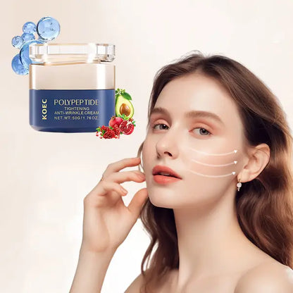 Crema antiarrugas japonesa con polipéptidos: reafirmante y tensora para rostro y cuello para mujeres. Reafirma, suaviza y reduce las líneas de expresión.