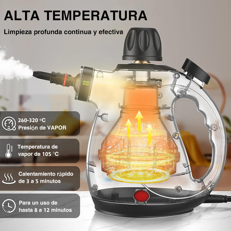 Limpiador a Vapor Portátil 12 Accesorios, Alta Presión y Ecológico, Desodorización y Desinfección en Hogar, Cocina y Baño