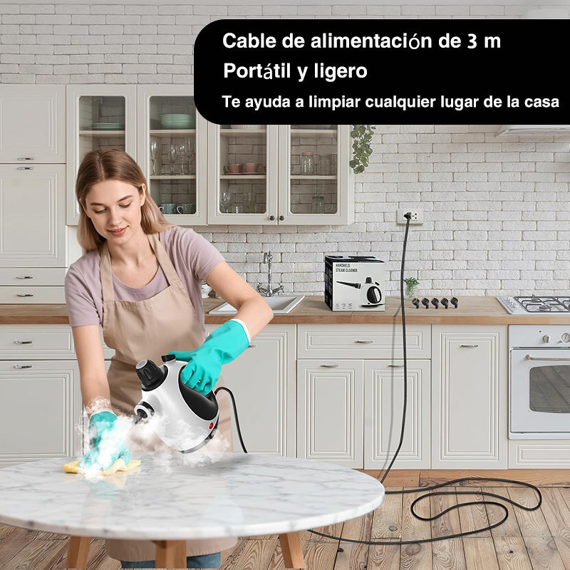 Limpiador a Vapor Portátil 12 Accesorios, Alta Presión y Ecológico, Desodorización y Desinfección en Hogar, Cocina y Baño