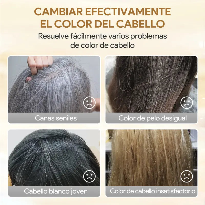 KAISASA-3 en 1 champú de tinte negro para el cabello, puede cubrir las canas, ingredientes herbales, contiene extracto de Ginseng, colorante Natural